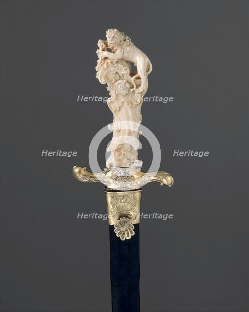 Hunting Sword with Scabbard, German, possibly Munich, ca. 1740. Creator: Joseph Deutschmann.