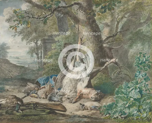 Hunting Still Life in a Forest, 1784. Creator: Wybrand Hendriks.