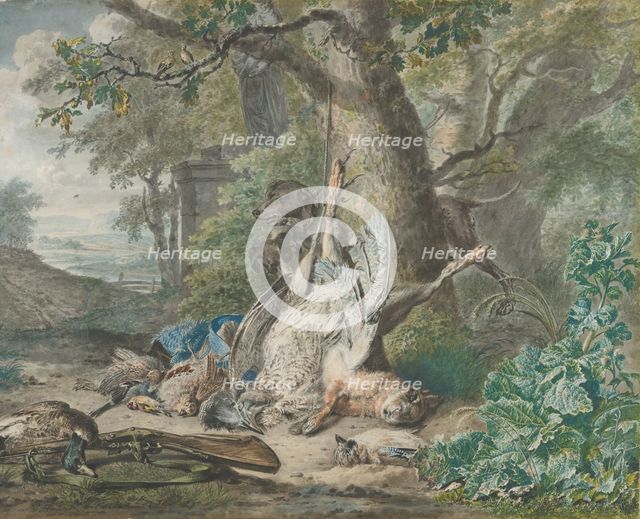 Hunting Still Life in a Forest, 1784. Creator: Wybrand Hendriks.