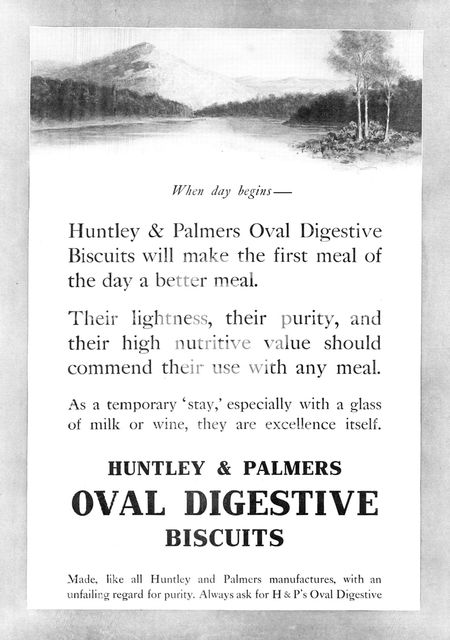 Huntley & Palmers Oval Digestive Biscuits, 1909. Creator: Unknown.