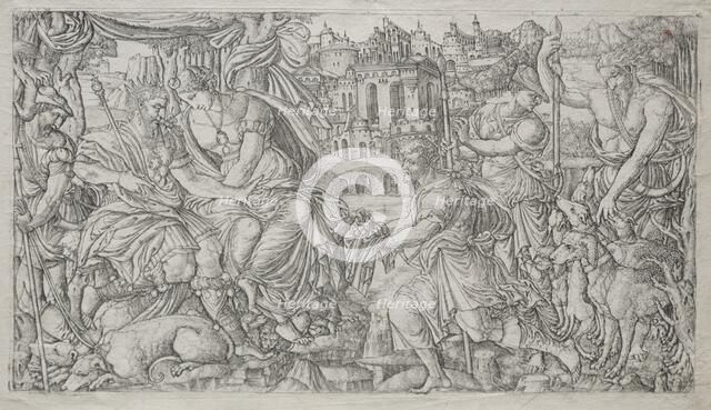 Huntsman Presenting a Gift to a King. Creator: Jean Duvet (French, 1485-1561).