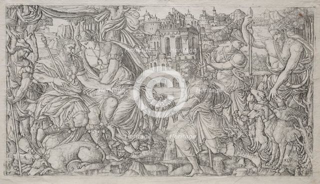 Huntsman Presenting a Gift to a King. Creator: Jean Duvet (French, 1485-1561).