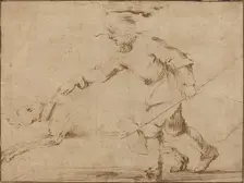 Huntsman with a Hound on a Leash. Creator: Stefano della Bella