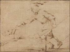 Huntsman with a Hound on a Leash. Creator: Stefano della Bella