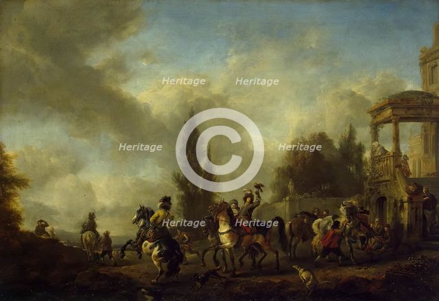 Huntsmen Setting Out, 1650. Creator: Philip Wouverman.