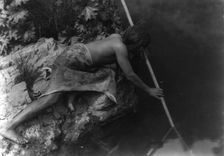 Hupa fisherman, 1923. Creator: Edward Sheriff Curtis