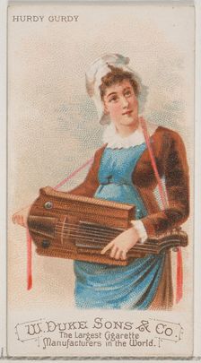 Hurdy Gurdy, from the Musical Instruments series (N82) for Duke brand cigarettes, 1888., 1888. Creator: Schumacher & Ettlinger