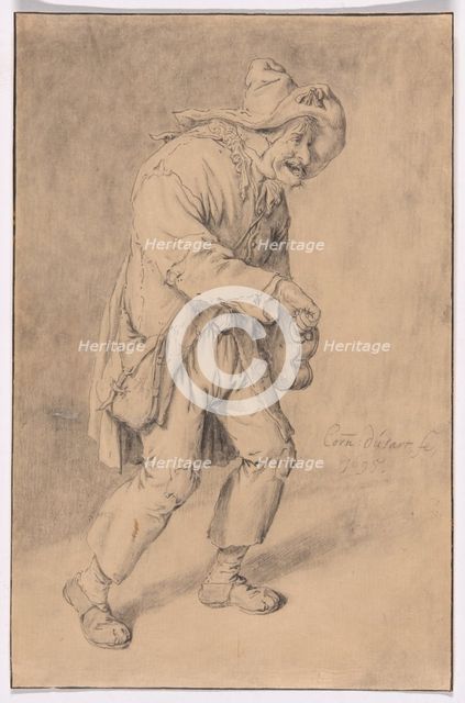 Hurdy-Gurdy Player, 1695. Creator: Cornelis Dusart.