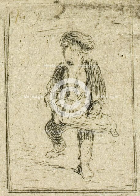 Hurdy-Gurdy Player, c. 1843. Creator: Charles Emile Jacque.