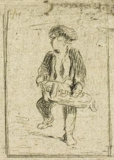 Hurdy-Gurdy Player, c. 1843. Creator: Charles Emile Jacque