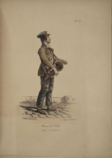 Hurdy-Gurdy player. From the Series "Cris de Paris" (The Cries of Paris), 1815. Creator: Vernet, Carle (1758-1836)