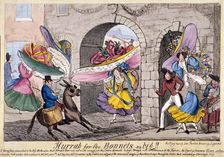 Hurrah for the bonnets so big!! Temple Bar, London, 1828. Artist: Anon