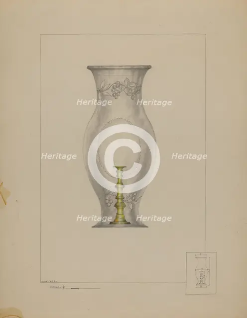 Hurricane Shade and Candlestick, c. 1937. Creator: Henry Meyers.