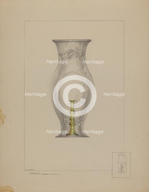 Hurricane Shade and Candlestick, c. 1937. Creator: Henry Meyers.
