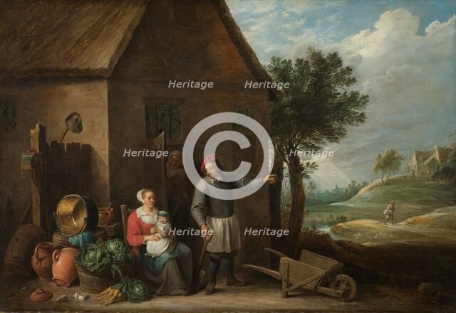 Husbandman at a Cottage Door with a Seated Woman and Child, c.1650-c.1655. Creator: David Teniers II.