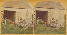 Husking Scene., about 1870-1880. Creator: Unknown
