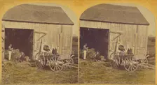 Husking Scene., about 1870-1880. Creator: Unknown