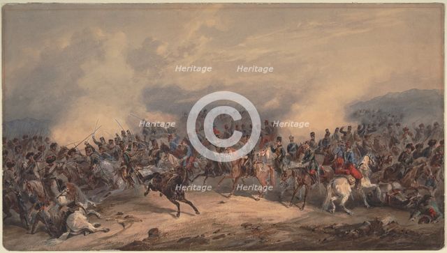 Hussars and Chasseurs at the Battle of Chernaya River on August 16, 1855, 1855. Artist: Norie, Orlando (1832-1901)