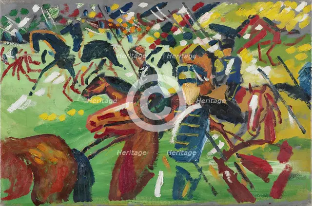 Hussars on a Sortie, 1913. Creator: August Macke.