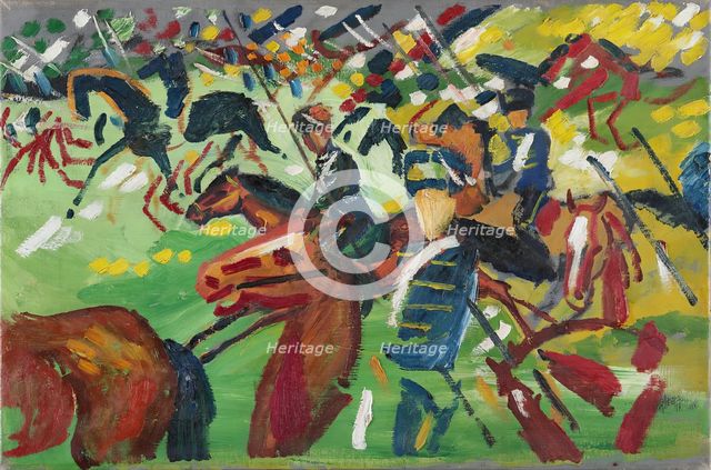 Hussars on a Sortie, 1913. Creator: August Macke.