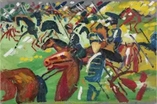 Hussars on a Sortie, 1913. Creator: August Macke