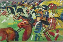 Hussars on a Sortie, 1913. Creator: August Macke