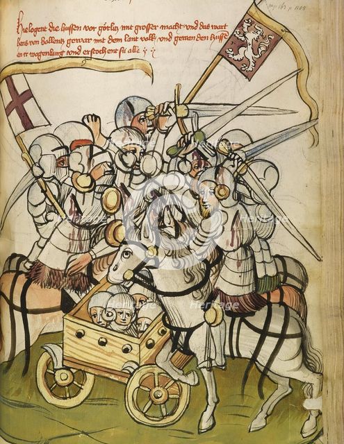 Hussite War (From: The life and times of the Emperor Sigismund by Eberhard Windeck), c. 1450. Artist: Lauber, Diebold, (Workshop)  