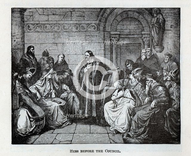 Huss before the Council, 1882. Artist: Anonymous  