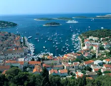 Hvar town and harbour, Croatia. Creator: Peter Thompson
