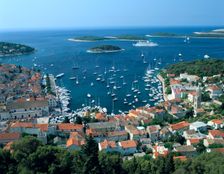 Hvar town and harbour, Croatia. Creator: Peter Thompson