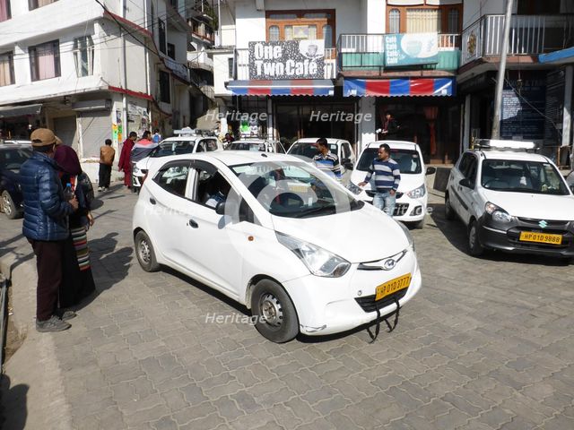 Hyundai, Indian taxi rank at Dharamshala Himachal Pradesh. Creator: Unknown.