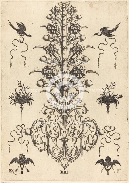Hyacinth-Shaped Brooch with Birds at Top and Devil's- and Angel's-Head at Bottom, 1596. Creator: Daniel Mignot.