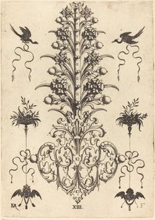 Hyacinth-Shaped Brooch with Birds at Top and Devil's- and Angel's-Head at Bottom, 1596. Creator: Daniel Mignot