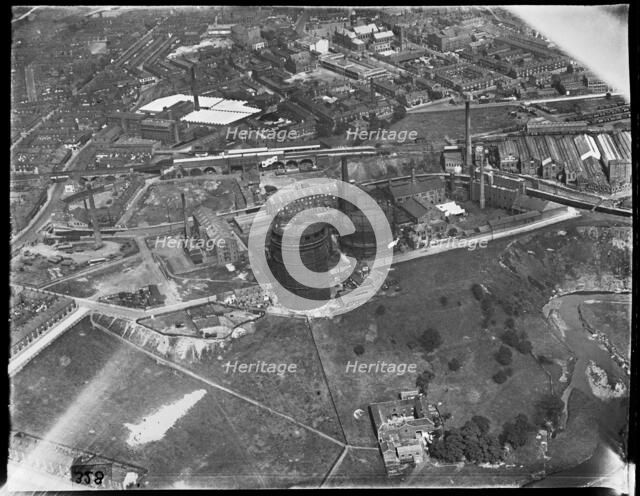 Hyde Gas Works and environs, Hyde, Greater Manchester, c1930s. Creator: Arthur William Hobart.
