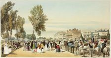 Hyde Park Near Crosvenor Gate, plate sixteen from Original Views of London as It Is, 1842. Creator: Thomas Shotter Boys