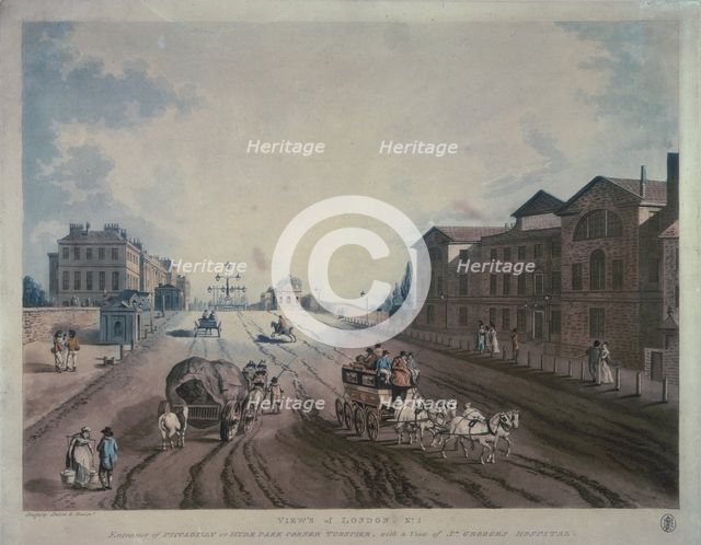 Hyde Park Corner Turnpike, London, 1790. Creator: Dagaty.