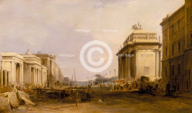 'Hyde Park Corner and Constitution Arch', c1833. Creator: James Holland.