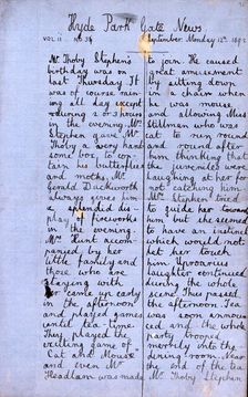 Hyde Park Gate News, family magazine of Virginia Woolf and Vanessa Bell, 1891-1892. Creator: Vanessa Bell