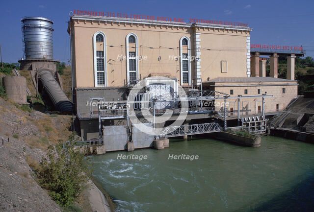 Hydroelectric power station near Tashkent. Artist: Unknown