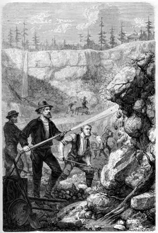 Hydraulic Mining California, 1859.Artist: Gustave Adolphe Chassevent-Bacques