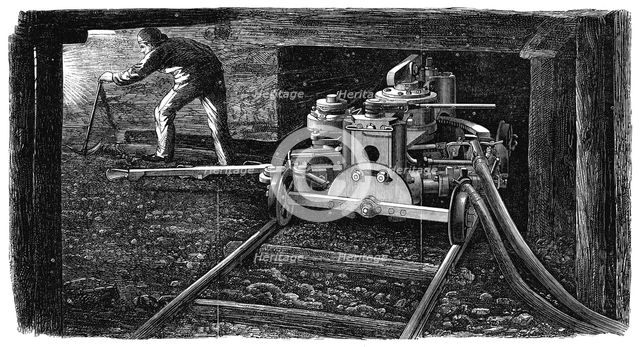 Hydraulic coal cutting machine, named The Iron Man, 1867. Artist: Unknown