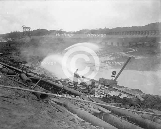 Hydraulic Excavation, Miraflores - Monitors in Oberation [sic], December 21, 1910. Creator: Harris & Ewing.