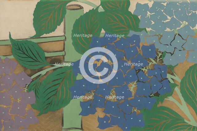 Hydrangea (Ajisai). From the series "A World of Things (Momoyogusa)", 1909-1910. Creator: Sekka, Kamisaka (1866-1942).