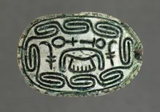Hyksos Scarab with Foreign King's Name (image 1 of 2), 13th-16th Dynasties (1786-1569 B.C.). Creator: Unknown