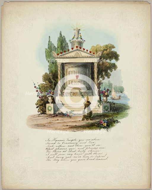 Hymen's Temple (valentine), c. 1843. Creator: Unknown.