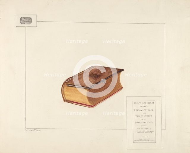 Hymn Book, c. 1937. Creator: Emma Wilson.