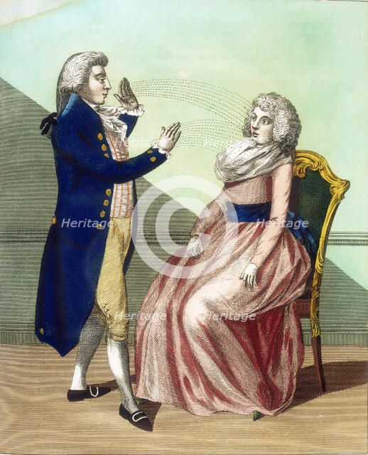 Hypnotist mesmerising a patient, c1795. Artist: Unknown