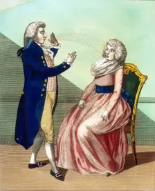Hypnotist mesmerising a patient, c1795. Creator: Unknown