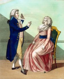 Hypnotist mesmerising a patient, c1795. Creator: Unknown