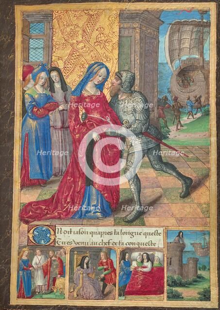 Hypsipyle Bids Farewell to Jason; Ovid, Excerpts from Heroides, about 1493. Creator: Master of the Chronique Scandaleuse.